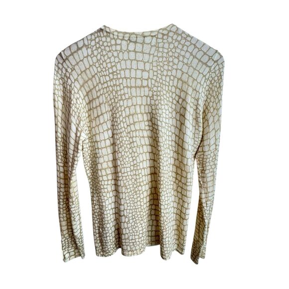 J. McLaughlin Tan Neutral Alligator Animal Print Sweater Size M Quiet Luxury - Picture 4 of 6